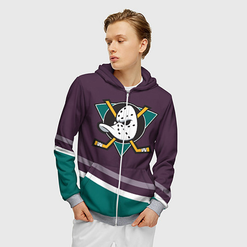 Мужская толстовка на молнии Anaheim Ducks Selanne / 3D-Меланж – фото 3
