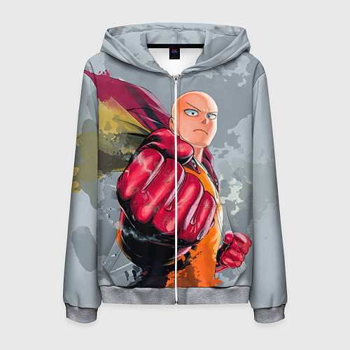Мужская толстовка на молнии One Punch Man Fist / 3D-Меланж – фото 1
