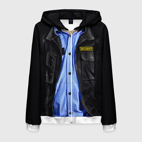 Мужская толстовка на молнии Форма SECURITY / 3D-Белый – фото 1