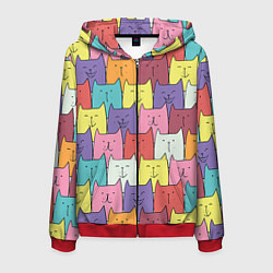 Толстовка 3D на молнии мужская Котики, цвет: 3D-красный