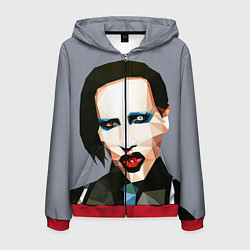 Толстовка 3D на молнии мужская Mаrilyn Manson Art, цвет: 3D-красный