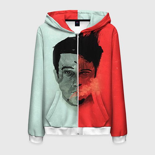 Мужская толстовка на молнии Norton: White & Red / 3D-Белый – фото 1