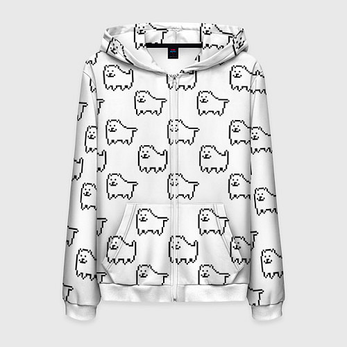 Мужская толстовка на молнии Undertale Annoying dog white / 3D-Белый – фото 1