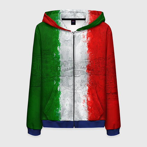 Мужская толстовка на молнии Italian / 3D-Синий – фото 1