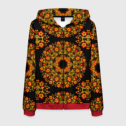 Толстовка 3D на молнии мужская Хохлома Роспись, цвет: 3D-красный