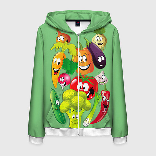 Мужская толстовка на молнии Правильное питание / 3D-Белый – фото 1