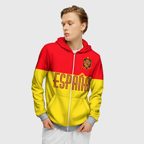 Мужская толстовка на молнии Сборная Испании: Евро 2016 / 3D-Меланж – фото 3