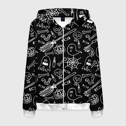 Мужская толстовка на молнии Призрачный арт / 3D-Белый – фото 1