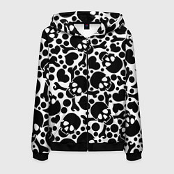 Толстовка 3D на молнии мужская Паттерн весёлый Роджер, цвет: 3D-черный