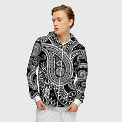 Толстовка 3D на молнии мужская Paisley, цвет: 3D-белый — фото 2