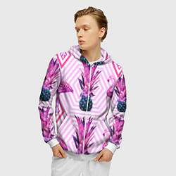 Толстовка 3D на молнии мужская Ананасы 12, цвет: 3D-белый — фото 2