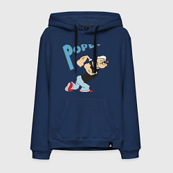 Толстовка-худи хлопковая мужская Popeye цвета тёмно-синий — фото 1