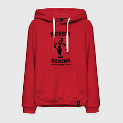 Толстовка-худи хлопковая мужская Russia Boxing Team, цвет: красный