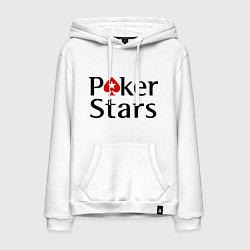 Толстовка-худи хлопковая мужская Poker Stars, цвет: белый