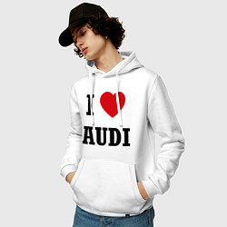 Толстовка-худи хлопковая мужская I love audi, цвет: белый — фото 2