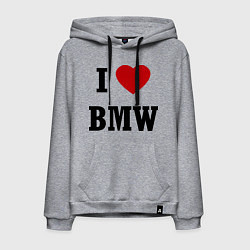 Толстовка-худи хлопковая мужская I love BMW, цвет: меланж