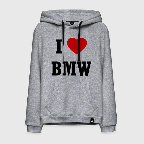 Мужская толстовка-худи I love BMW / Меланж – фото 1