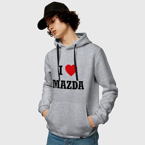 Мужская толстовка-худи I love Mazda / Меланж – фото 3