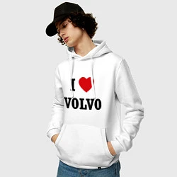 Толстовка-худи хлопковая мужская I love Volvo, цвет: белый — фото 2