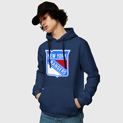 Толстовка-худи хлопковая мужская New York Rangers, цвет: тёмно-синий — фото 2
