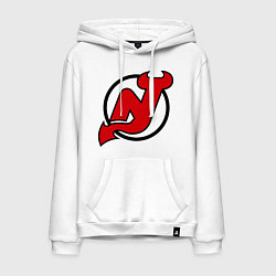 Толстовка-худи хлопковая мужская New Jersey Devils, цвет: белый