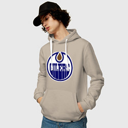 Толстовка-худи хлопковая мужская Edmonton Oilers, цвет: миндальный — фото 2