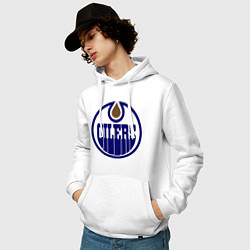 Толстовка-худи хлопковая мужская Edmonton Oilers, цвет: белый — фото 2