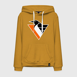 Толстовка-худи хлопковая мужская Pittsburgh Penguins, цвет: горчичный