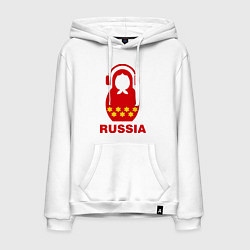 Толстовка-худи хлопковая мужская Russia dj, цвет: белый