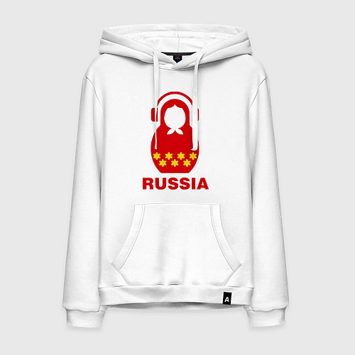 Мужская толстовка-худи Russia dj / Белый – фото 1