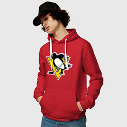 Толстовка-худи хлопковая мужская Pittsburgh Penguins: Malkin 71, цвет: красный — фото 2