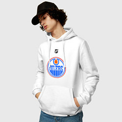Толстовка-худи хлопковая мужская Edmonton Oilers: Khabibulin 35, цвет: белый — фото 2
