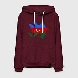 Толстовка-худи хлопковая мужская Azerbaijan map цвета меланж-бордовый — фото 1