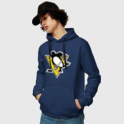 Толстовка-худи хлопковая мужская Pittsburgh Penguins, цвет: тёмно-синий — фото 2