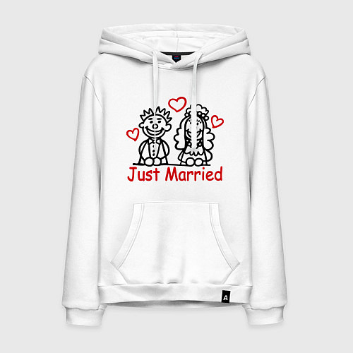 Мужская толстовка-худи Just married (Молодожены) / Белый – фото 1