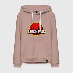 Толстовка-худи хлопковая мужская Linkin Park: Jurassic Park, цвет: пыльно-розовый