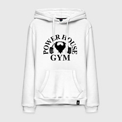 Толстовка-худи хлопковая мужская Power House Gym, цвет: белый