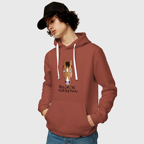Мужская толстовка-худи BoJack Horseman / Кирпичный – фото 3