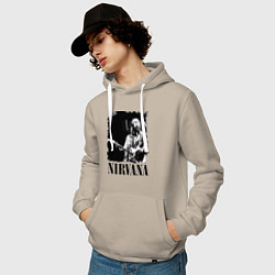 Толстовка-худи хлопковая мужская Black Nirvana цвета миндальный — фото 2