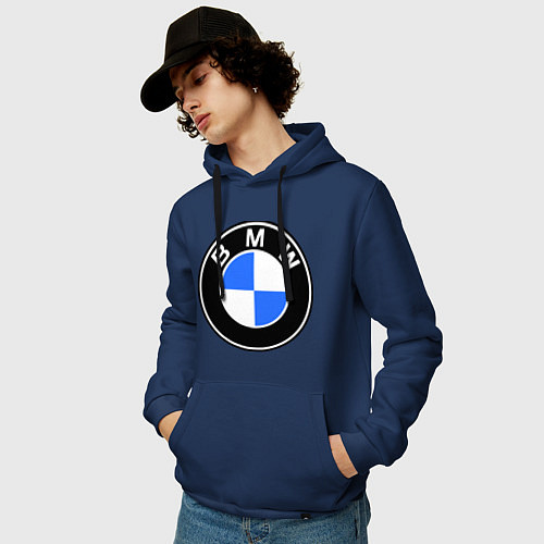 Мужская толстовка-худи Logo BMW / Тёмно-синий – фото 3