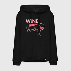 Толстовка-худи хлопковая мужская Wine is my Valentine, цвет: черный