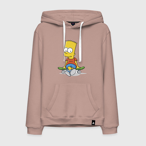 Мужская толстовка-худи Барт на скейте / Пыльно-розовый – фото 1