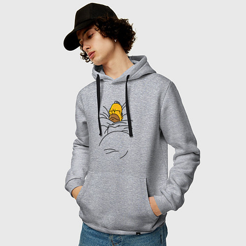 Мужская толстовка-худи Спящий Гомер / Меланж – фото 3