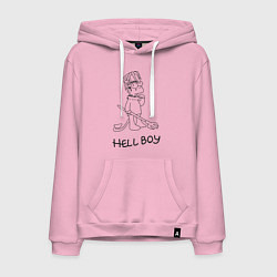 Толстовка-худи хлопковая мужская Bart: Hell Boy, цвет: светло-розовый