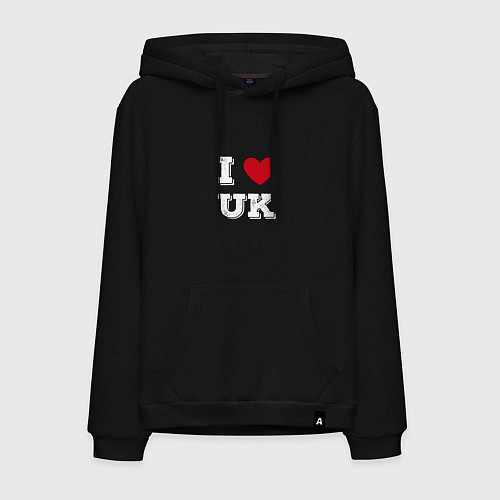 Мужская толстовка-худи I love UK / Черный – фото 1