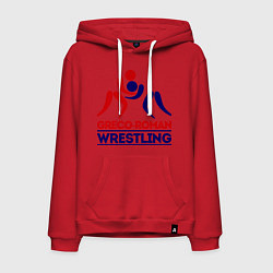 Толстовка-худи хлопковая мужская Greco-roman wrestling, цвет: красный
