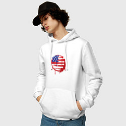Толстовка-худи хлопковая мужская Кровавая Америка цвета белый — фото 2