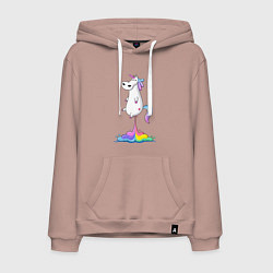 Толстовка-худи хлопковая мужская Взлет единорога, цвет: пыльно-розовый