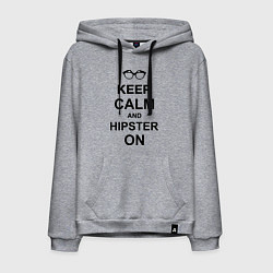 Толстовка-худи хлопковая мужская Keep Calm & Hipster on, цвет: меланж