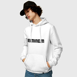 Толстовка-худи хлопковая мужская Eminem: minimalism, цвет: белый — фото 2